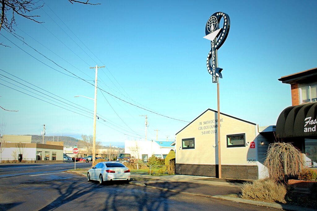 View of Dr. Smith, Chiropractor, office from Radcliffe Avenue, Klamath Falls, Oregon
