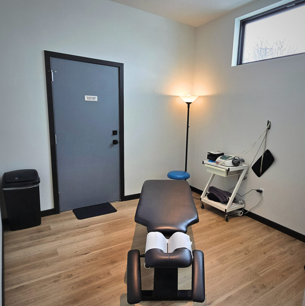 An exam room in Dr. Smith's chiropractor office, Klamath Falls, OR.